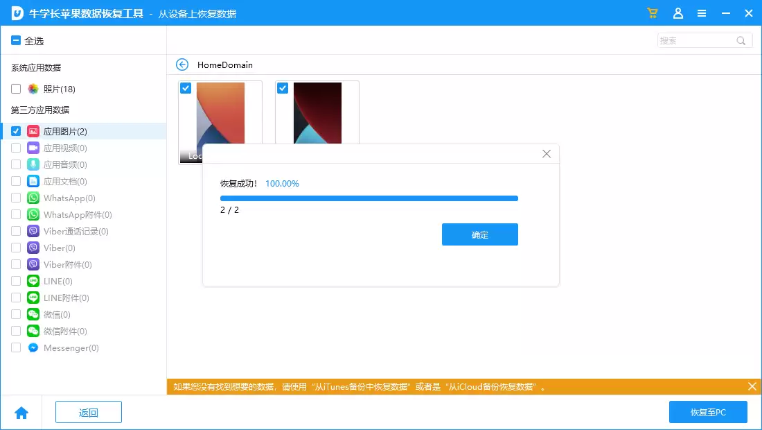 预览并选择要恢复的数据