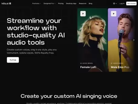 Kits AI-Kits AI是一款用于音乐家使用和创建AI语音的AI语音生成和免费AI语音训练平台
