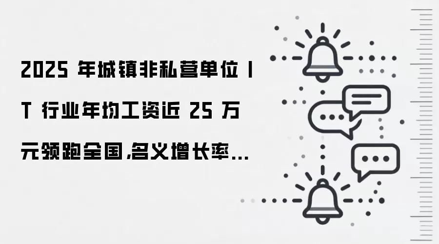 2025 年城镇非私营单位 IT 行业年均工资近 25 万元领跑全国,名义增长率 4.1%