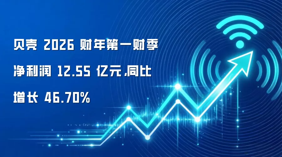 贝壳 2026 财年第一财季净利润 12.55 亿元,同比增长 46.70%