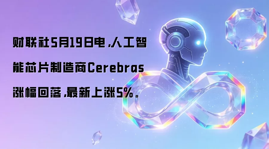 财联社5月19日电，人工智能芯片制造商Cerebras涨幅回落，最新上涨5%。