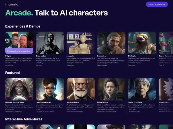 Inworld AI： 开发和创建AI虚拟角色并与其互动