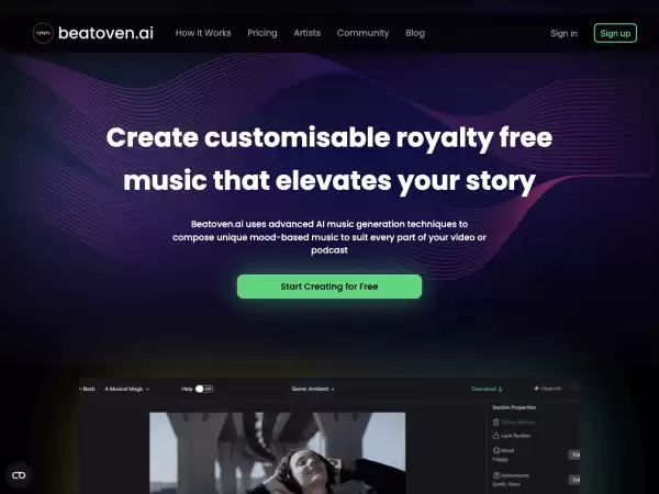 Beatoven.ai-免版税AI音乐创建平台
