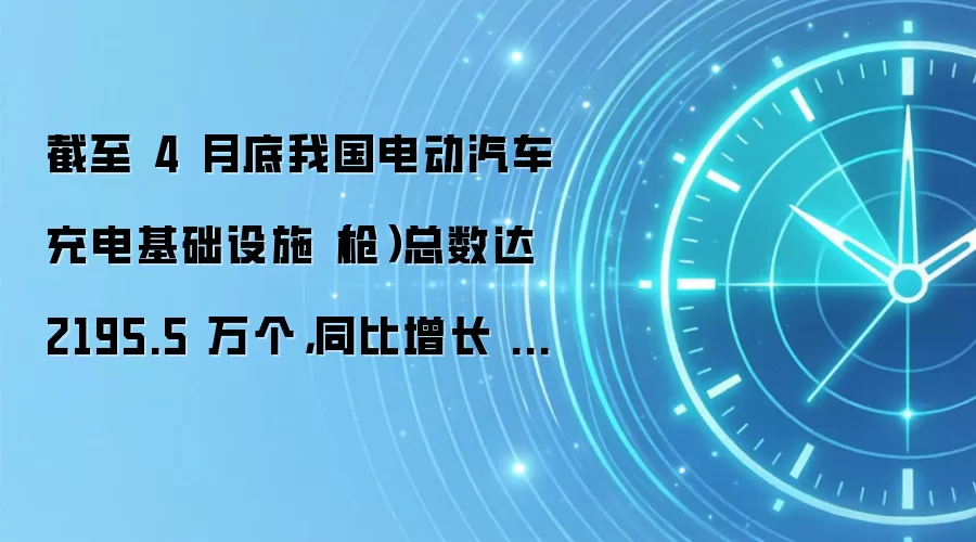 截至 4 月底我国电动汽车充电基础设施（枪）总数达 2195.5 万个，同比增长 47.4%