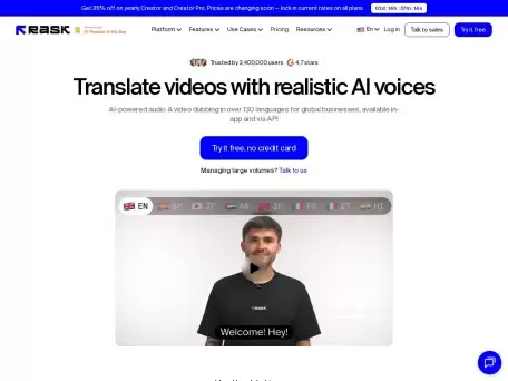Rask.ai-为您提供翻译和配音视频的机会