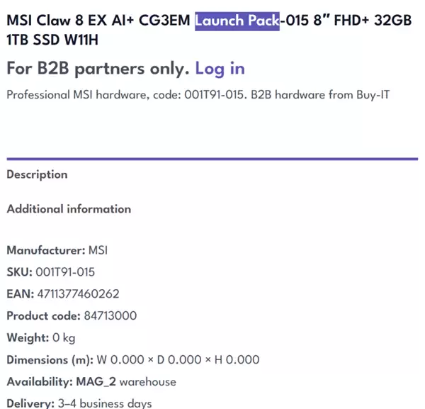 Intel锐炫G3掌机来了！微星Claw 8 EX AI+曝光：32GB+80Wh大电池