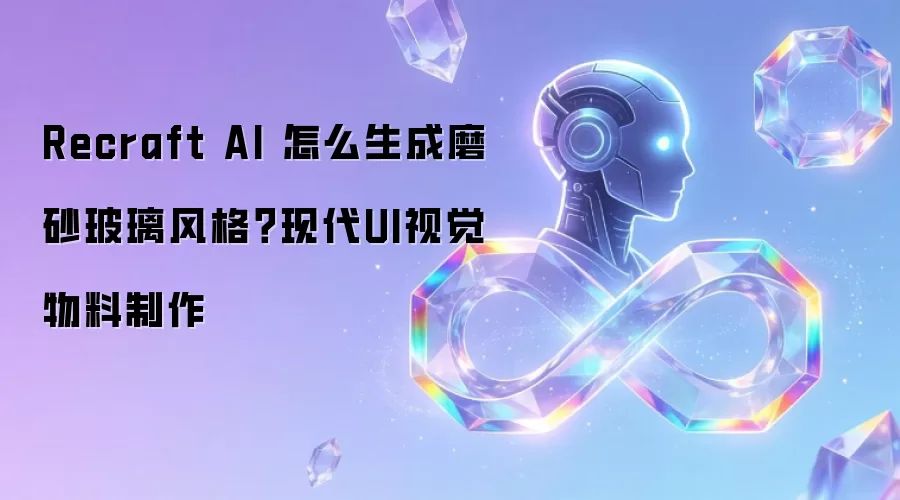 Recraft AI 怎么生成磨砂玻璃风格?现代UI视觉物料制作