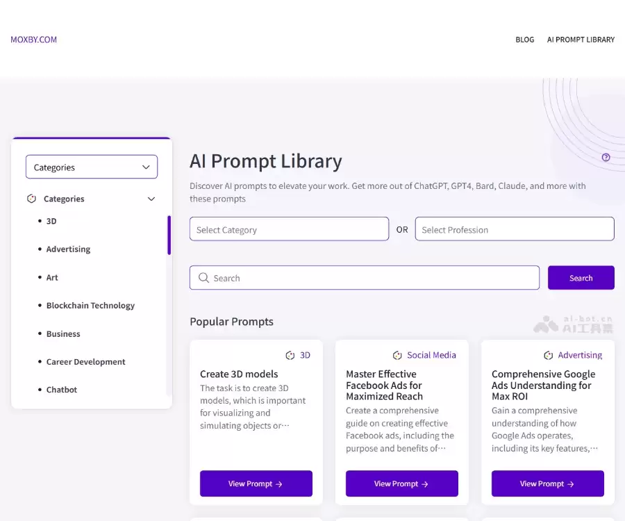 AI Prompt Library-免费的AI提示词资源平台