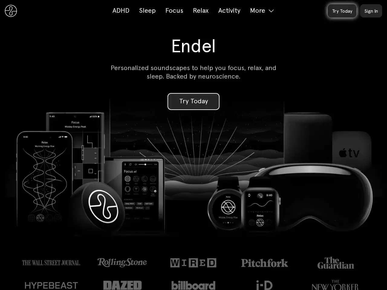 Endel-Personalized soundscapes to help you focus, relax, and sleep. Backed by neuroscience.