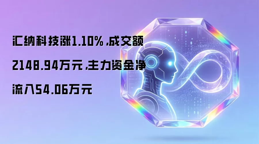 汇纳科技涨1.10%，成交额2148.94万元，主力资金净流入54.06万元