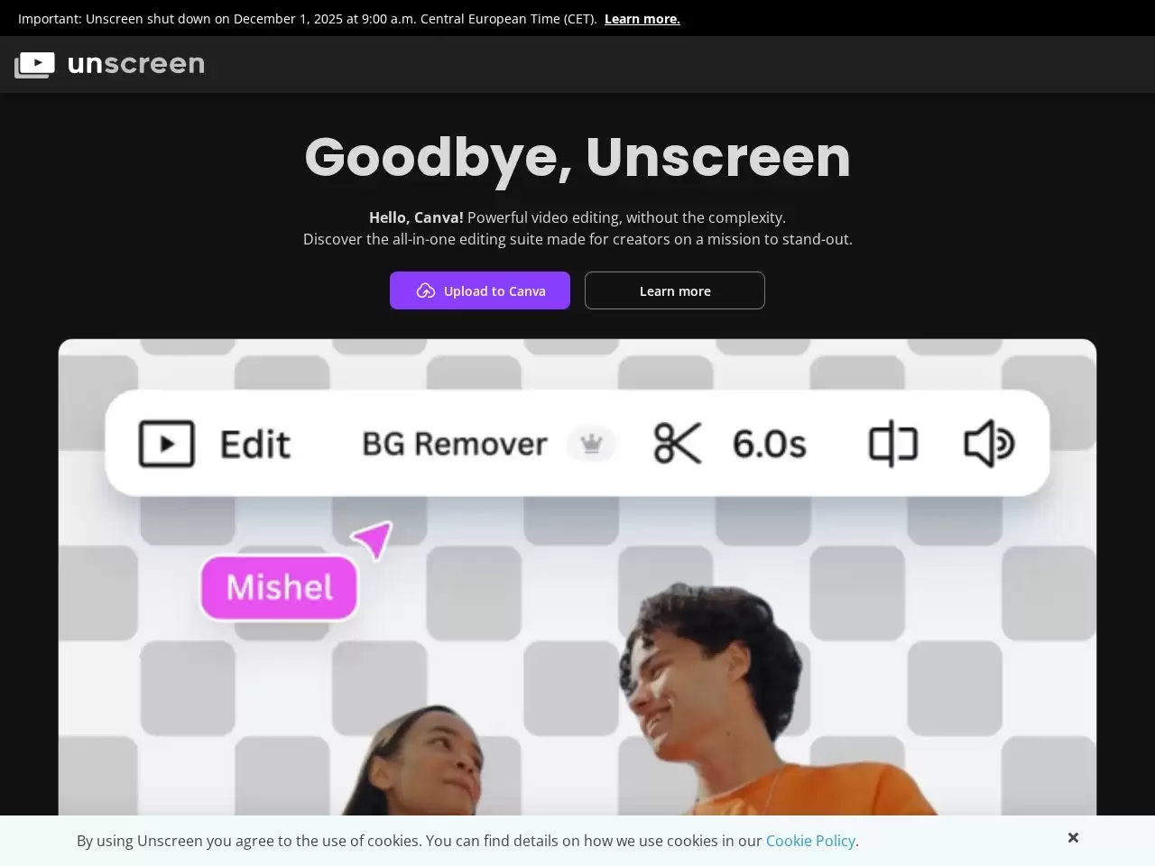 Unscreen操作界面示意图