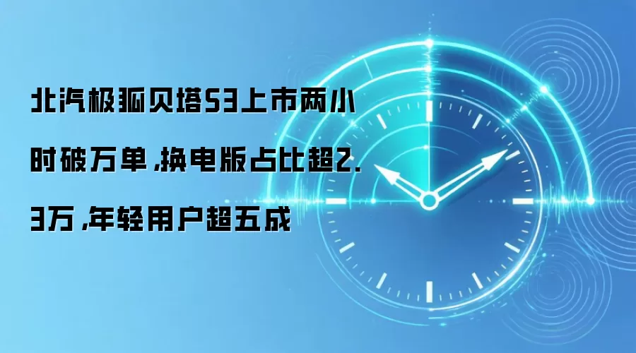 北汽极狐贝塔S3上市两小时破万单，换电版占比超2.3万，年轻用户超五成