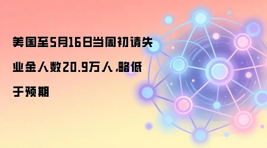 美国至5月16日当周初请失业金人数20.9万人,略低于预期