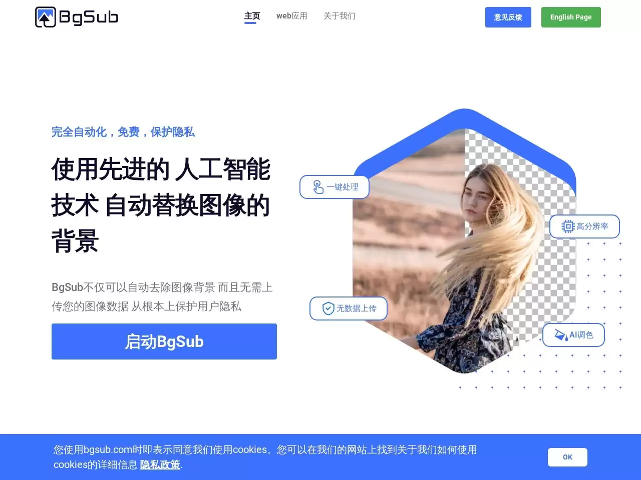 BgSub-完全免费的在线AI抠图工具