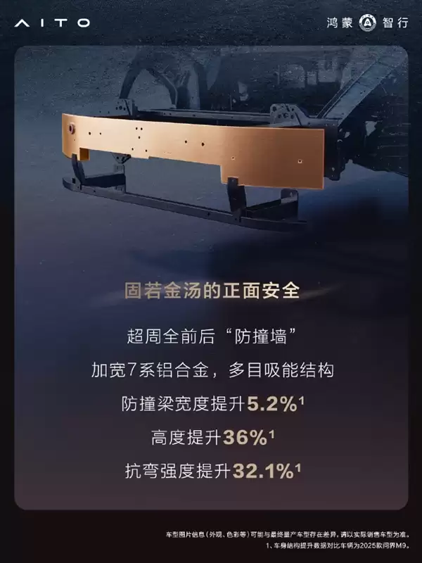 搭载全新玄武车身构架2.0!问界M9铝合金及高强度钢占比达91%