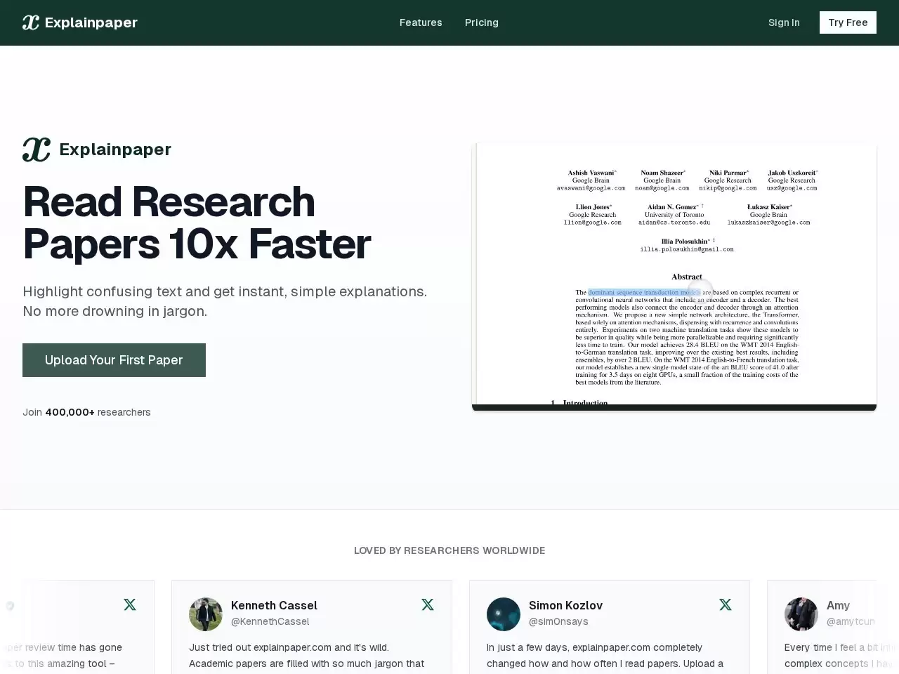 Explainpaper-Explainpaper是一个AI帮助读...