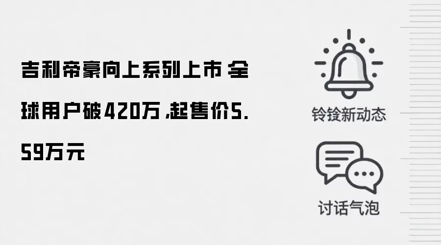 吉利帝豪向上系列上市:全球用户破420万,起售价5.59万元