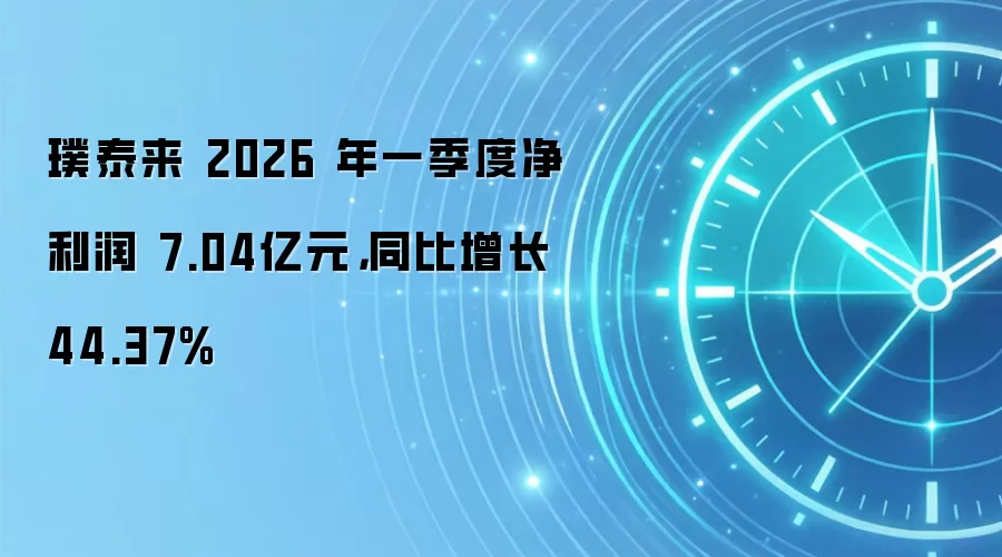 璞泰来 2026 年一季度净利润 7.04亿元,同比增长 44.37%