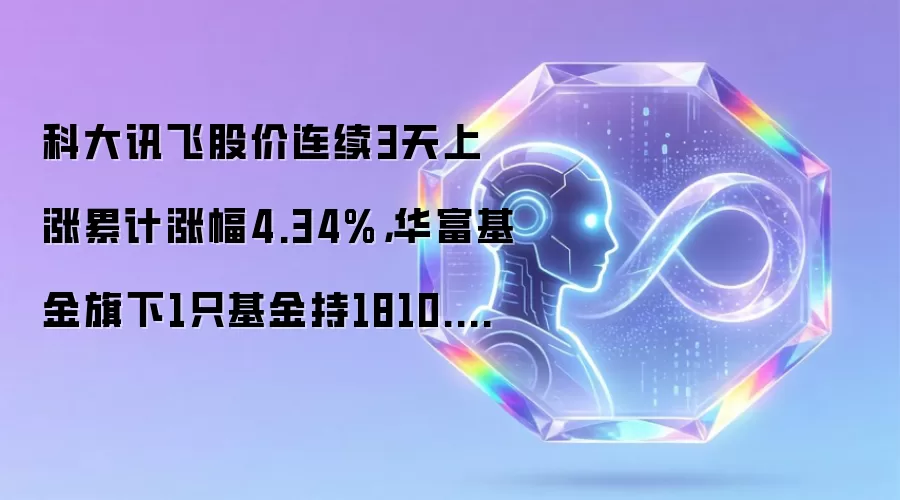 科大讯飞股价连续3天上涨累计涨幅4.34%，华富基金旗下1只基金持1810.2万股，浮盈赚取3710.91万元