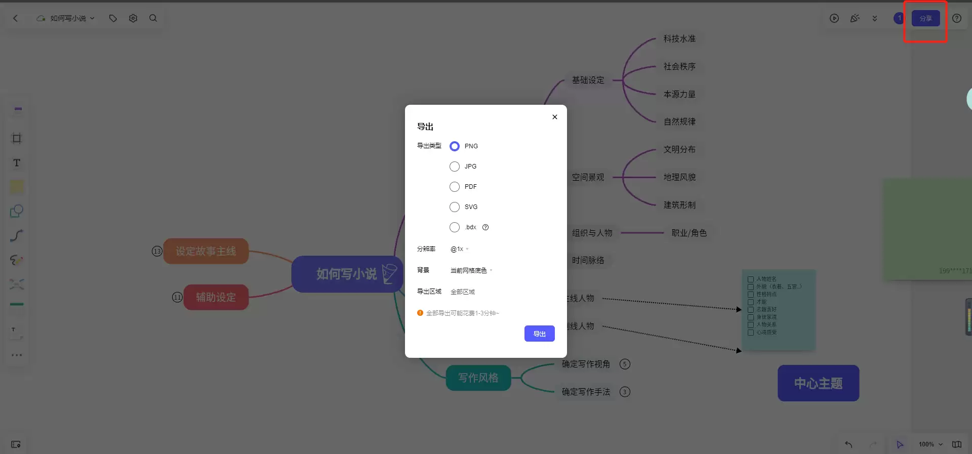 逻辑图导出与分享选项