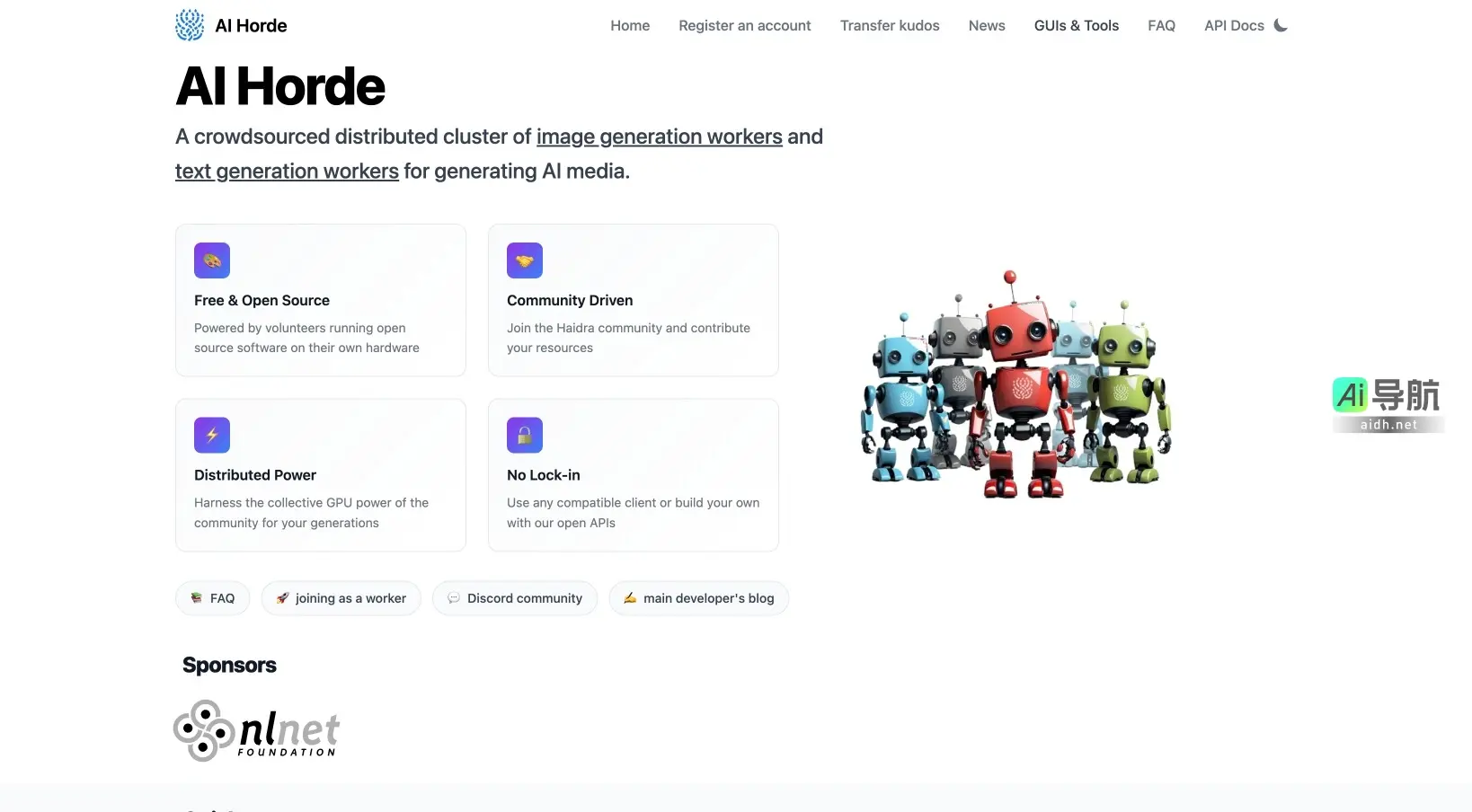 AI Horde 是一个社区驱动的分布式平台，免费提供AI图像和文本生成服务
