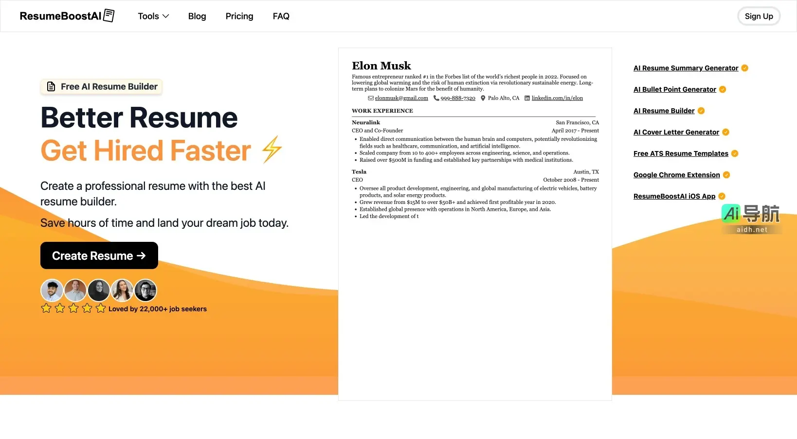 Resume Builder AI ResumeBoostAI通过AI工具帮助求职者快速创建专业简历，提高求职成功率