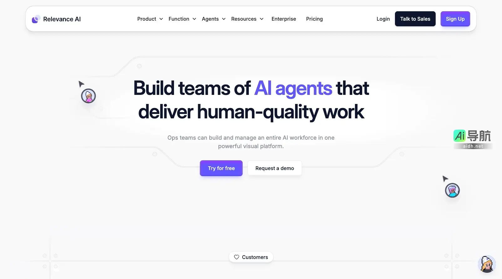 Relevance AI 帮助企业构建和管理高效的AI工作团队，实现智能自动化和人类质量的工作输出