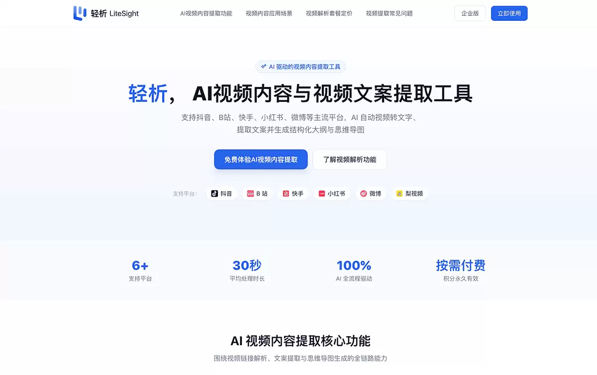 轻析LiteSight-AI视频文案提取+脑图生成工具