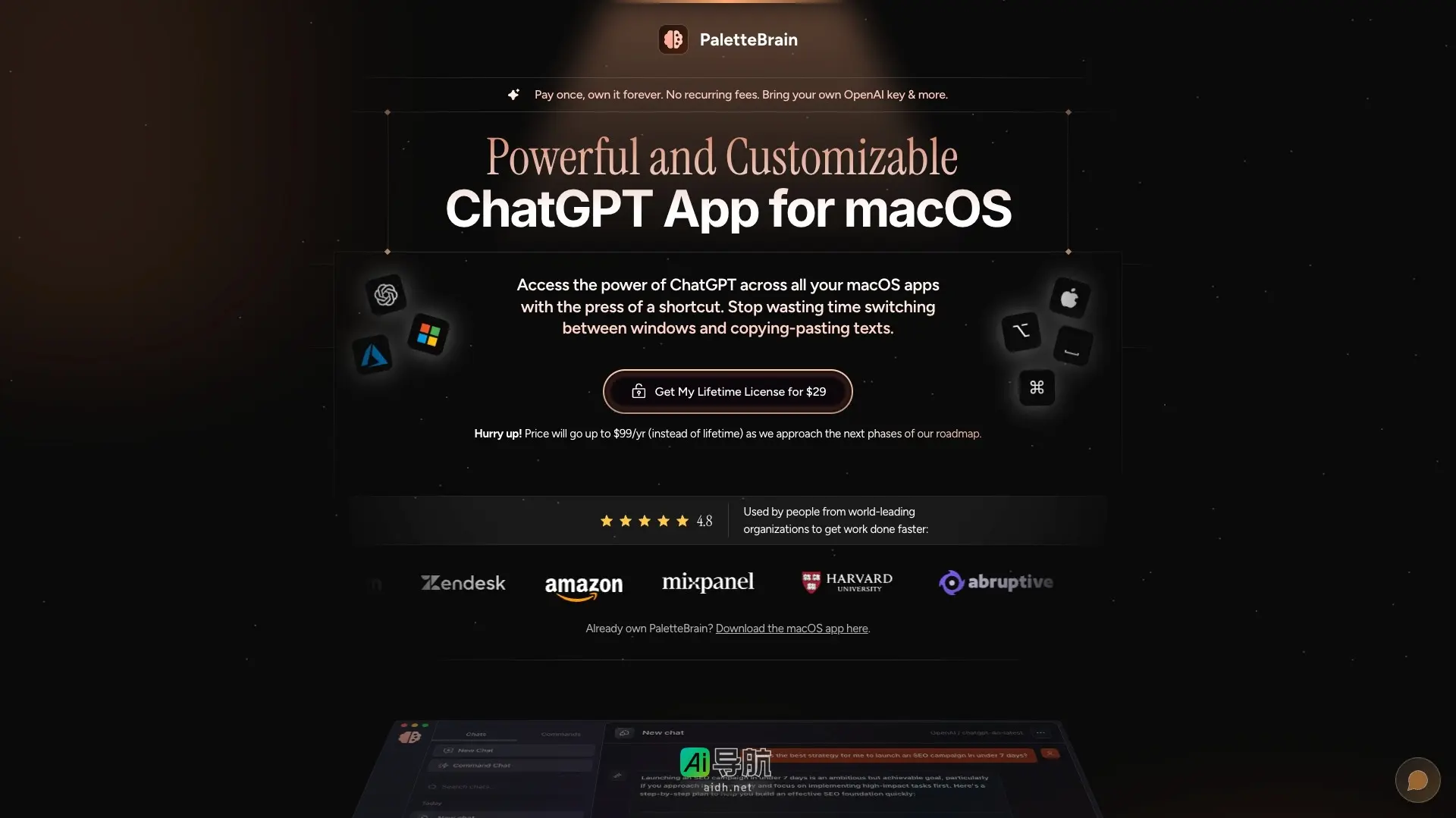 PaletteBrain 为macOS用户提供一款强大的ChatGPT应用,支持自定义快捷键,提升工作效率,无需订阅费用