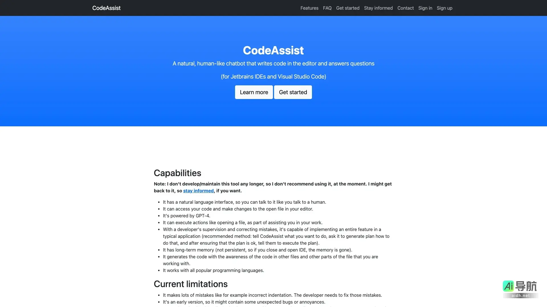 CodeAssist 是一个自然语言聊天机器人，能在IDE中编写代码并回答问题