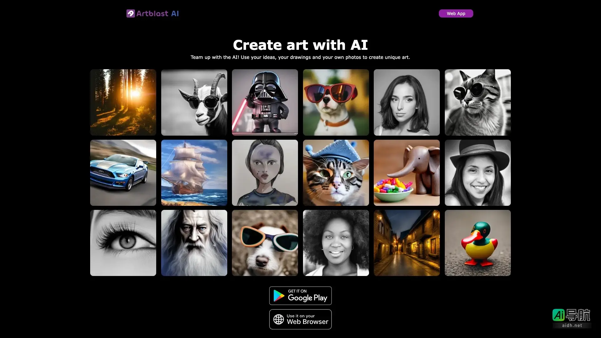 ArtBlast AI 是一个创意平台,通过 AI 技术将用户的想法和图像转化为独特艺术作品