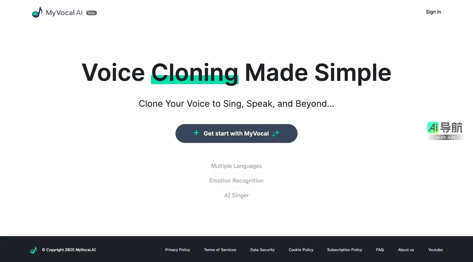 Voice Clone MyVocal提供简单的声音克隆技术，让用户轻松合成唱歌和说话的声音