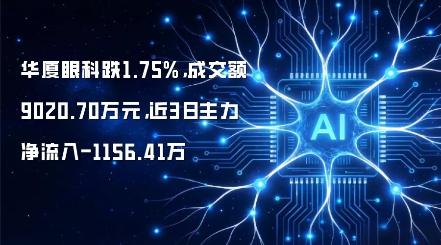 华厦眼科跌1.75%,成交额9020.70万元,近3日主力净流入-1156.41万
