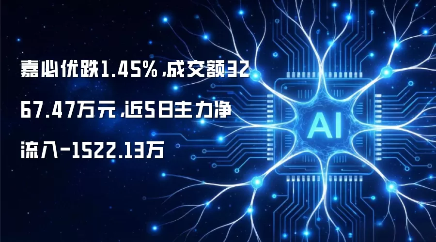嘉必优跌1.45%,成交额3267.47万元,近5日主力净流入-1522.13万