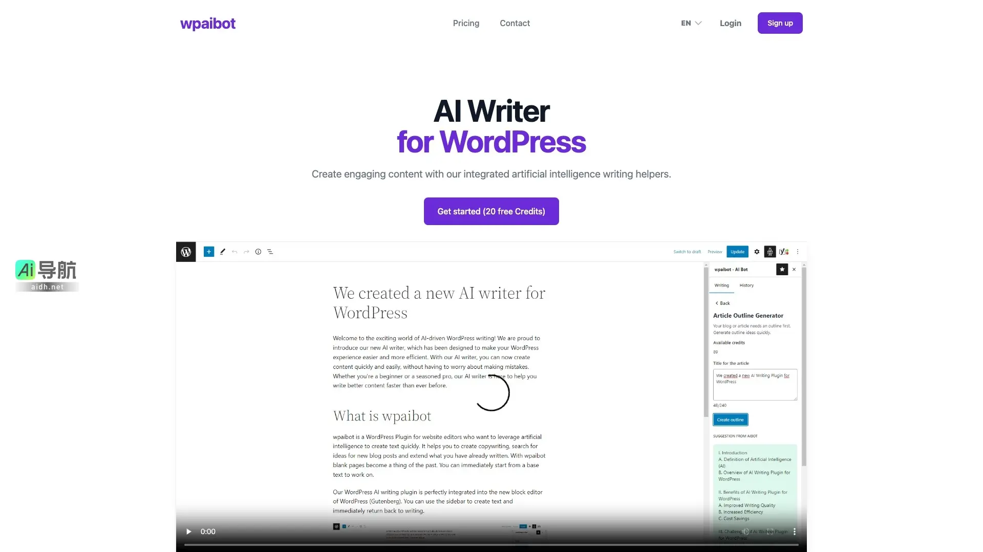 wpaibot 为WordPress用户提供高效的AI写作工具，快速生成多语言高质量内容