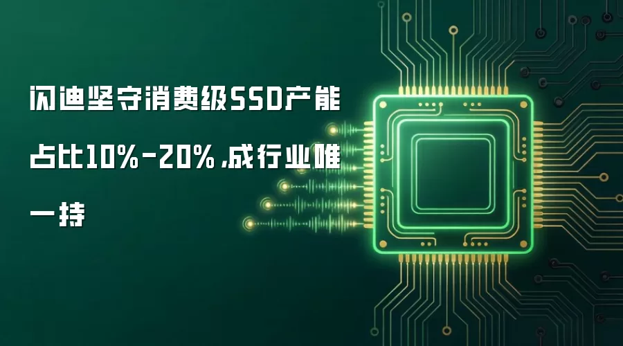 闪迪坚守消费级SSD产能占比10%-20%，成行业唯一持