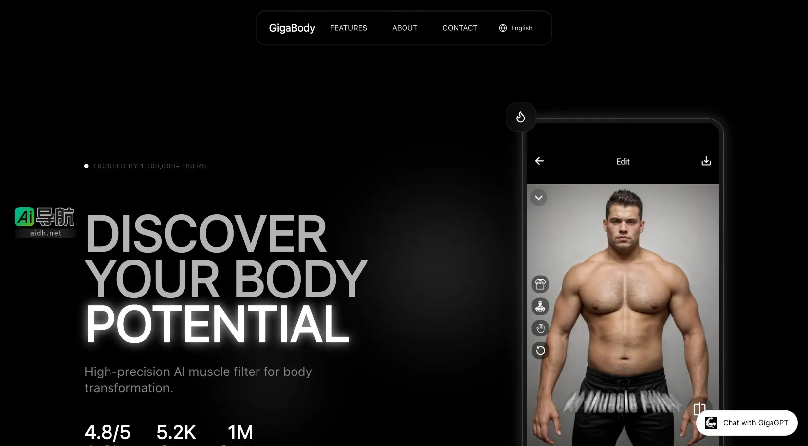 GigaBody AI 通过高精度肌肉分析和未来可视化,助力用户实现身体转型与社交成功