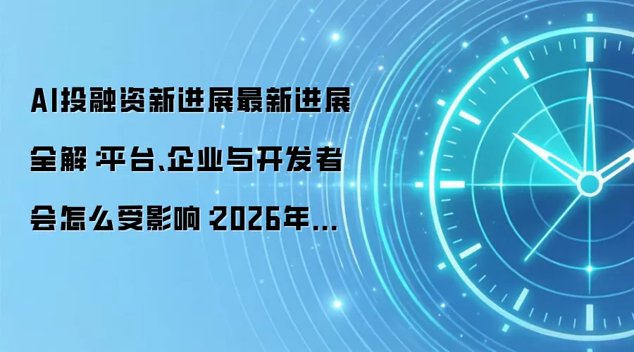 AI投融资新进展最新进展全解：平台、企业与开发者会怎么受影响：2026年实际应用场景怎么落地