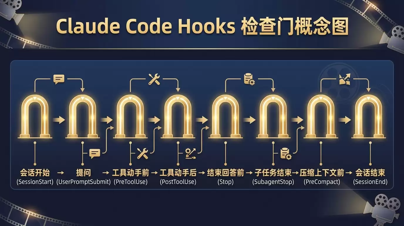 Claude Code Hooks 新手指南:8 个检查点怎么用