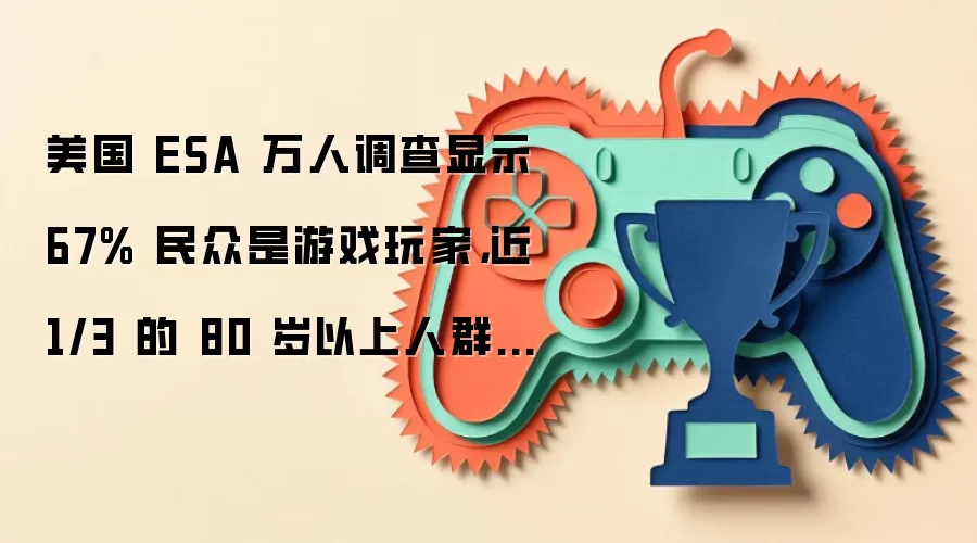 美国 ESA 万人调查显示 67% 民众是游戏玩家,近 1/3 的 80 岁以上人群玩游戏
