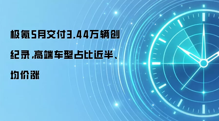 极氪5月交付3.44万辆创纪录,高端车型占比近半、均价涨