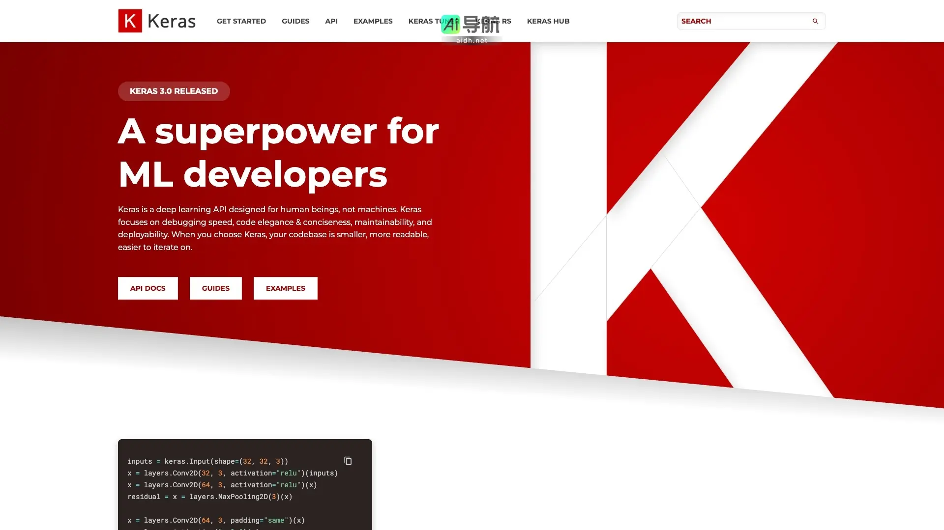 Keras 是一个为人类设计的深度学习API，强调代码优雅、可维护性和跨框架兼容性