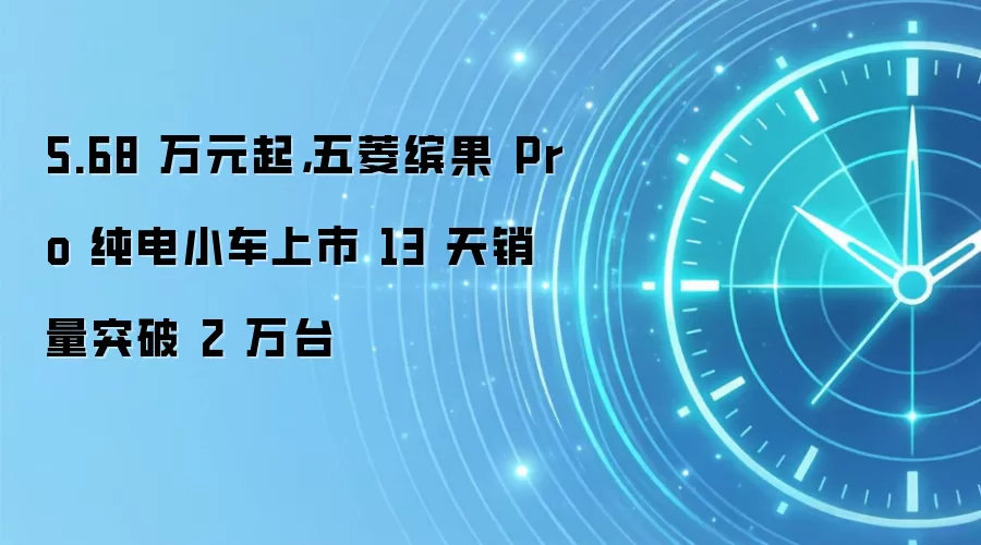 5.68 万元起,五菱缤果 Pro 纯电小车上市 13 天销量突破 2 万台