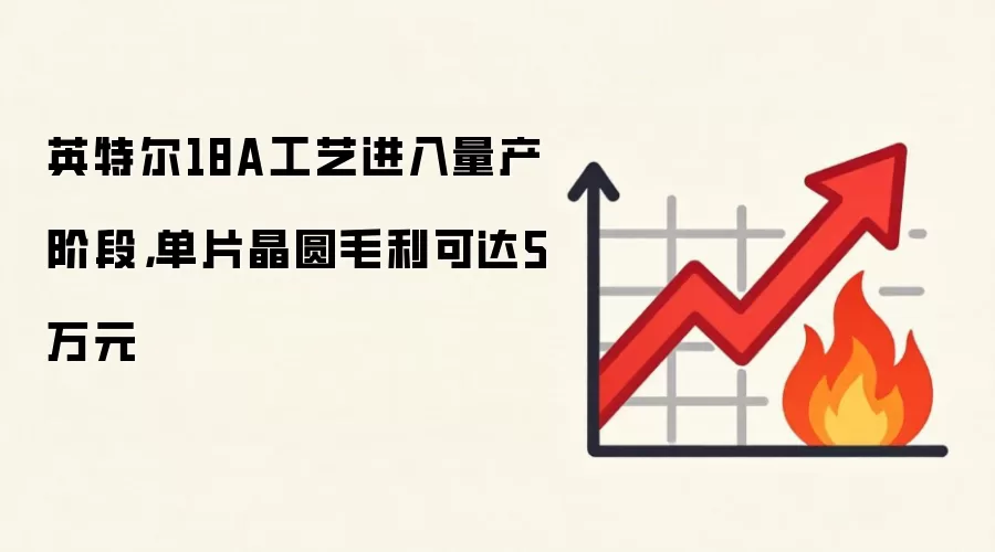 英特尔18A工艺进入量产阶段,单片晶圆毛利可达5万元