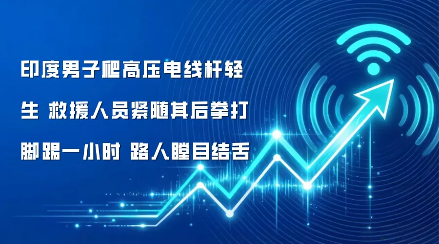 印度男子爬高压电线杆轻生 救援人员紧随其后拳打脚踢一小时 路人瞠目结舌