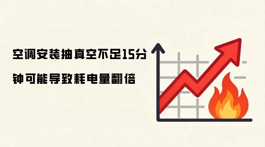 空调安装抽真空不足15分钟可能导致耗电量翻倍