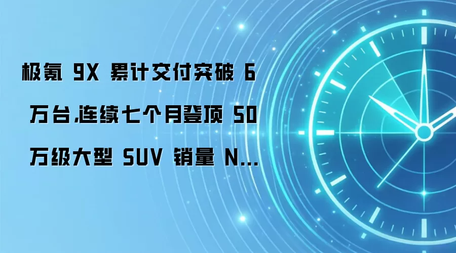极氪 9X 累计交付突破 6 万台,连续七个月登顶 50 万级大型 SUV 销量 NO.1