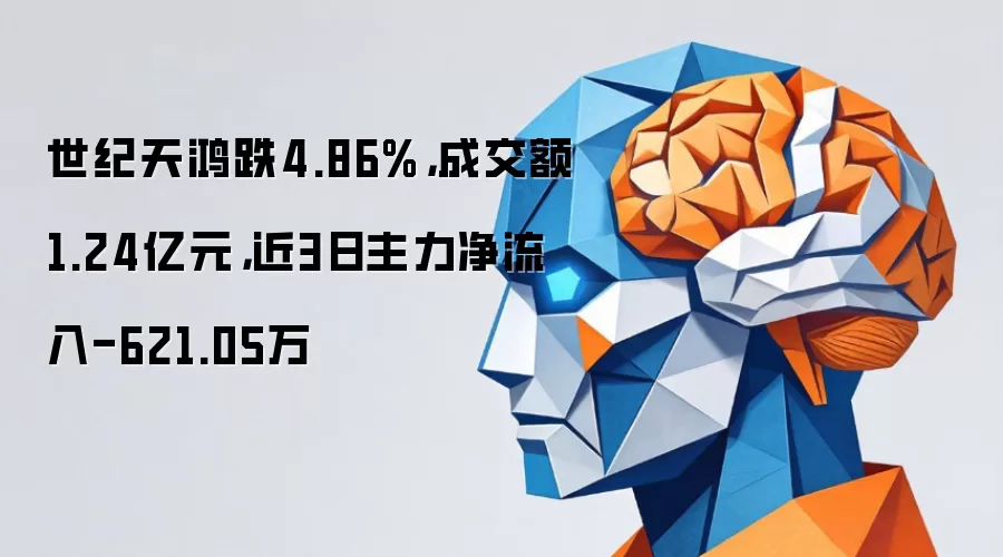 世纪天鸿跌4.86%,成交额1.24亿元,近3日主力净流入-621.05万