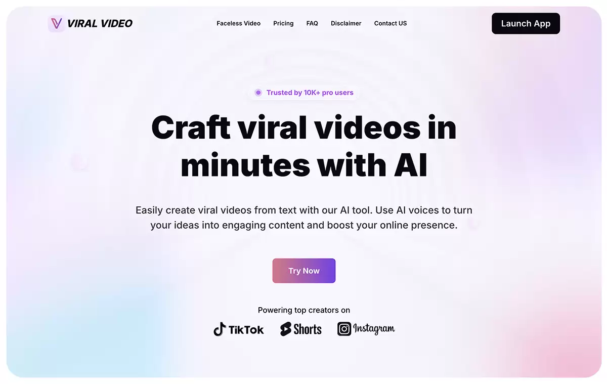 Viral Video-Easily create viral videos from text with our AI tool.